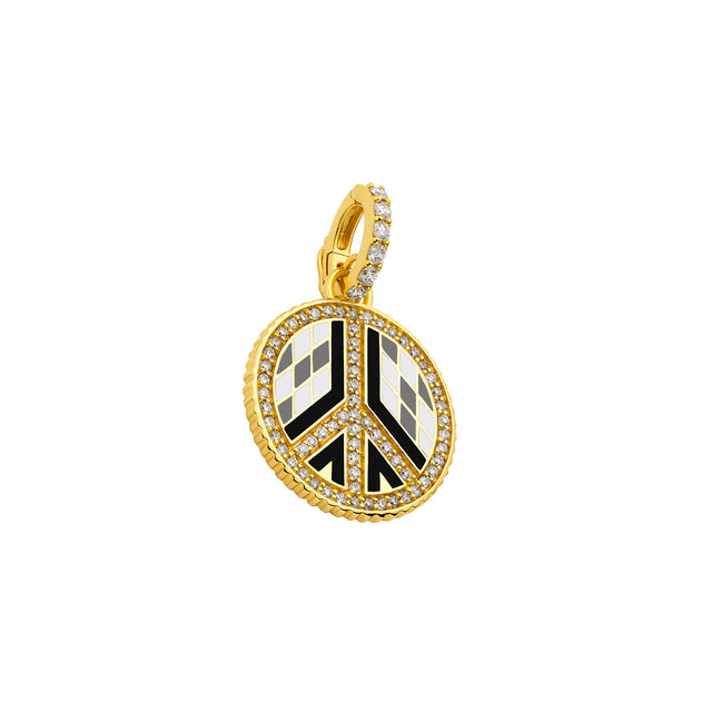 Buddha Mama Small Peace Sign Pendant - White & Black Enamel - Charms & Pendants - Broken English Jewelry