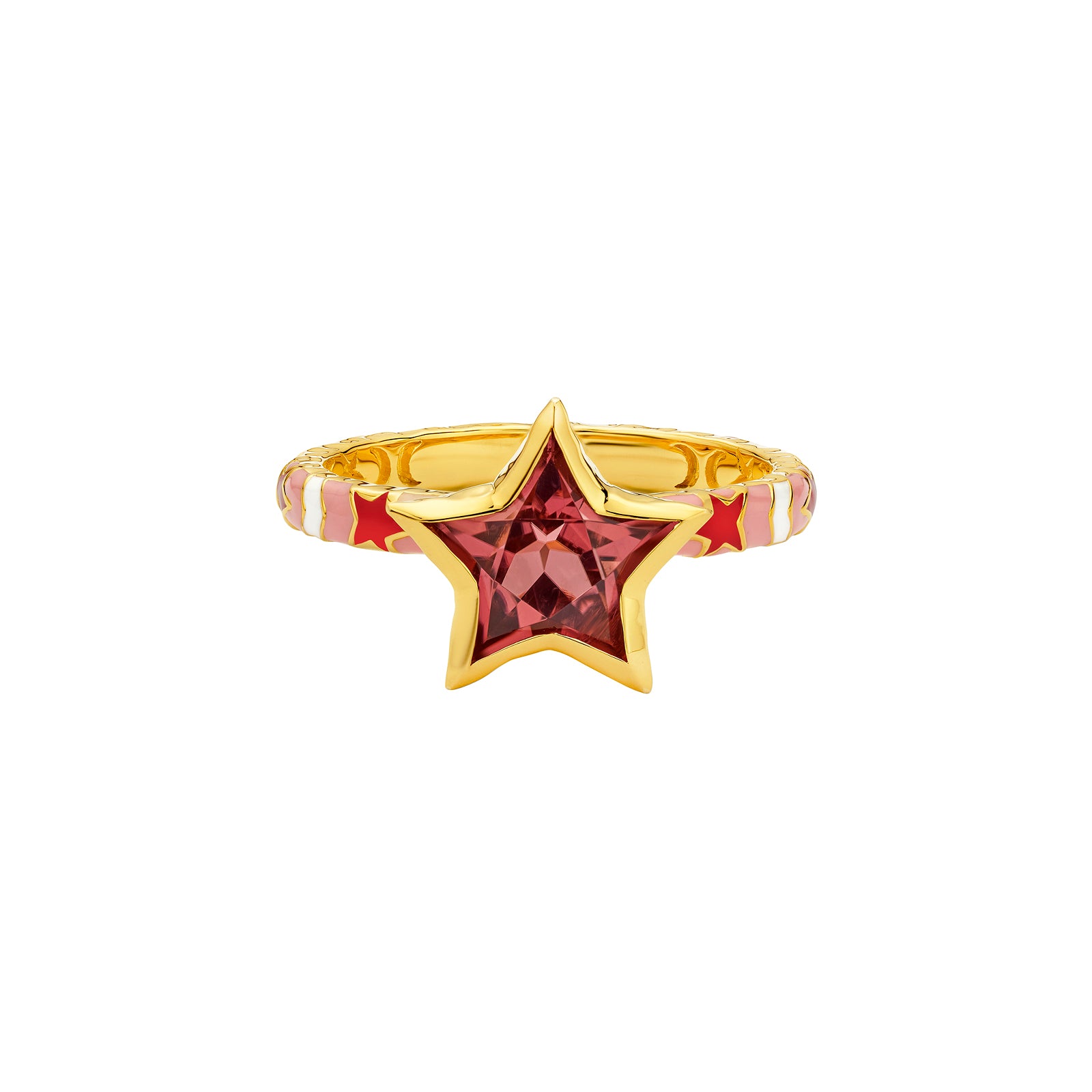 Buddha Mama Star Ring - Pink Tourmaline - Rings - Broken English Jewelry