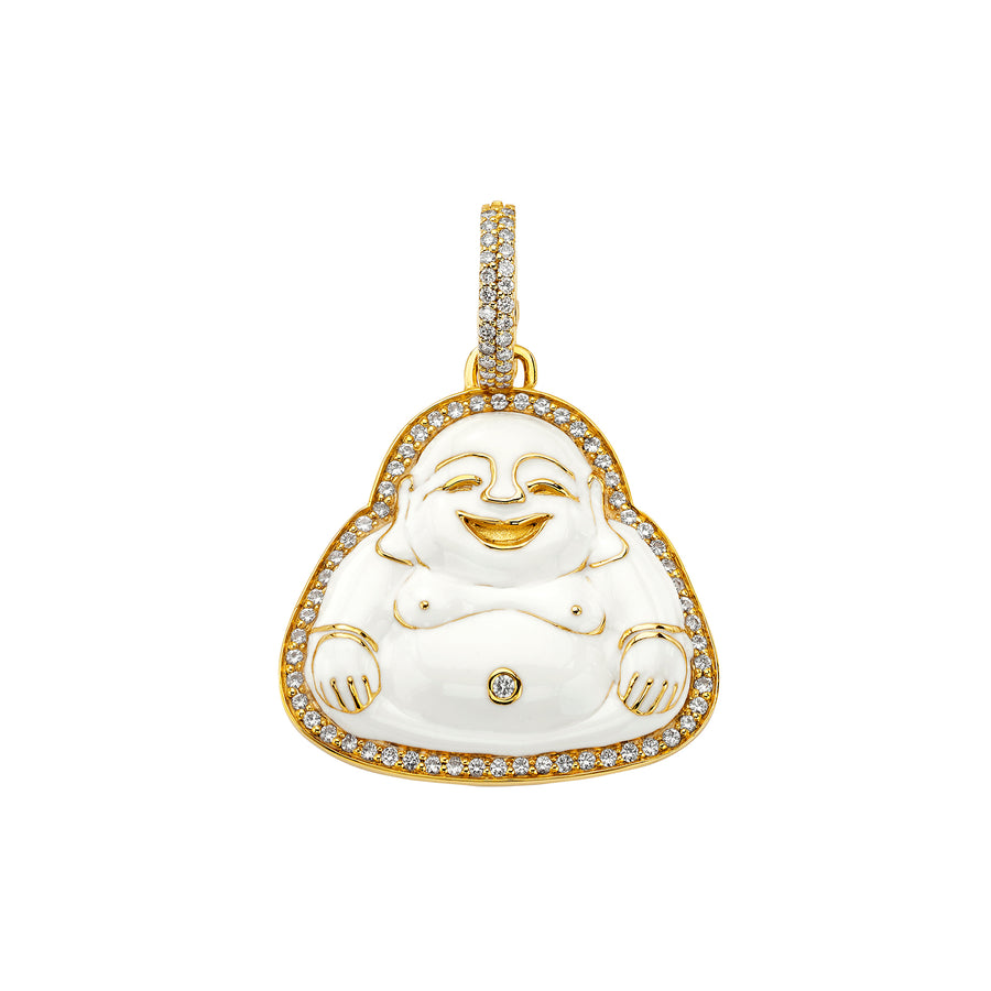 Buddha Mama Medium Happy Buddha Pendant - White Enamel - Charms & Pendants - Broken English Jewelry