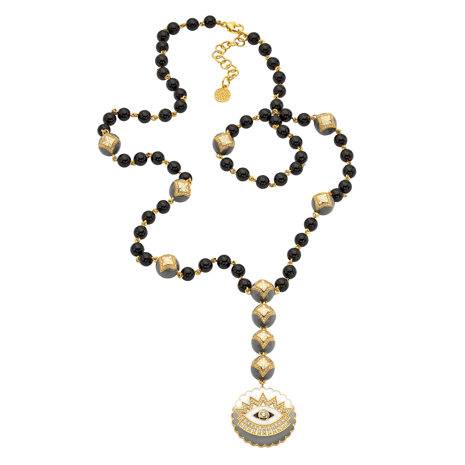 Buddha Mama Rosary Necklace - Black Onyx - Broken English Jewelry