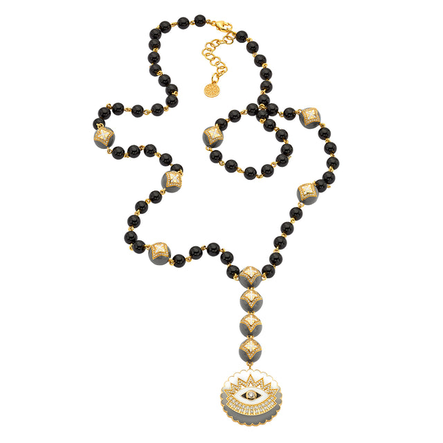 Buddha Mama Rosary Necklace - Black Onyx - Broken English Jewelry