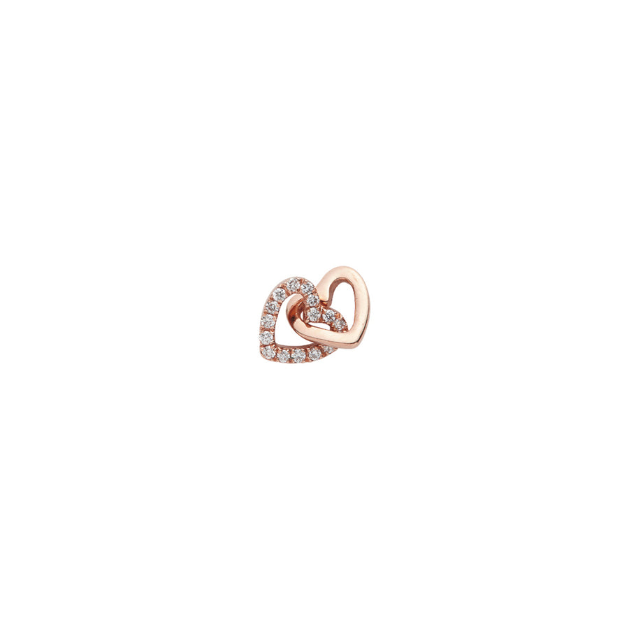 Loquet Diamond Linked Hearts Charm - Rose Gold - Charms & Pendants - Broken English Jewelry