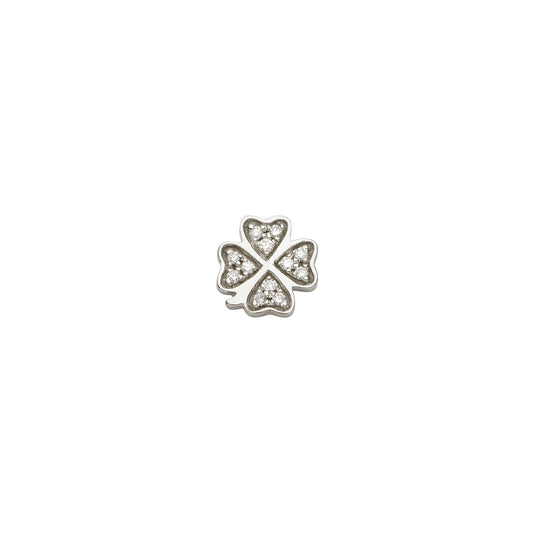 Diamond Four Leaf Clover Charm - White Gold - Main Img