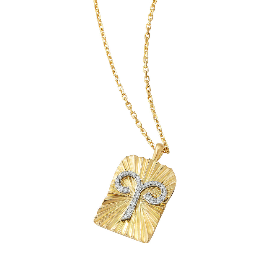 David Webb Zodiac Aries Pendant Necklace - Diamond - Broken English Jewelry