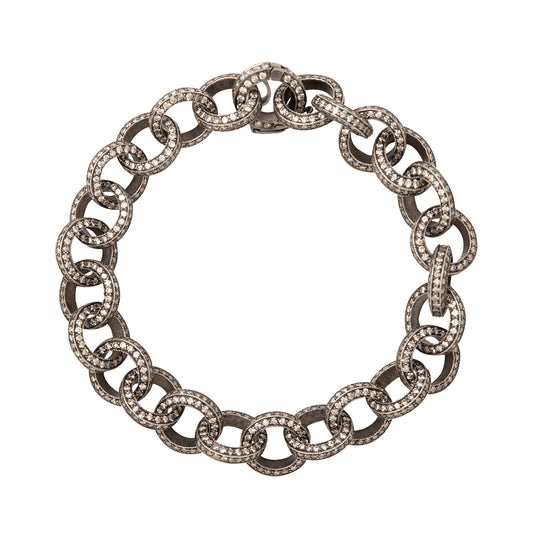 Indo Russian Diamond Round Link Chain Bracelet - Main Img