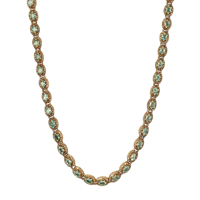 Munnu The Gem Palace Indo Russian Emerald & Diamond Oval Link Necklace - Necklaces - Broken English Jewelry