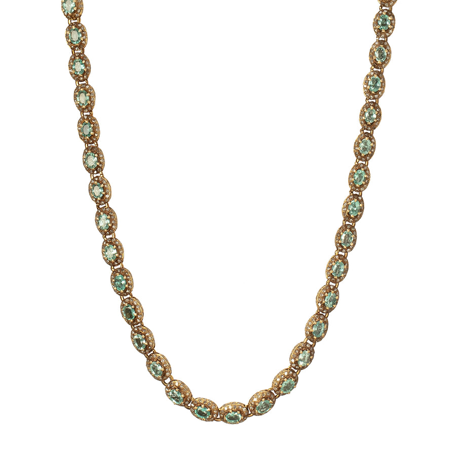 Munnu The Gem Palace Indo Russian Emerald & Diamond Oval Link Necklace - Necklaces - Broken English Jewelry