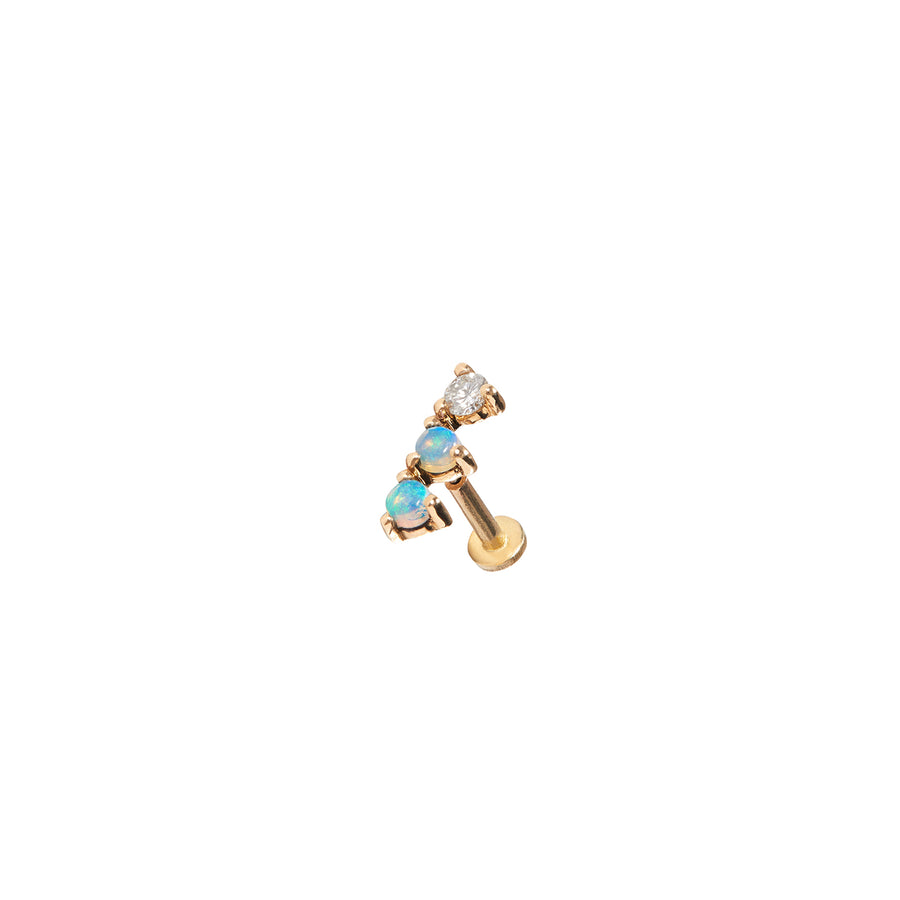 WWAKE Three Step Opal & Diamond Earring - Flat Back - Earrings - Broken English Jewelry