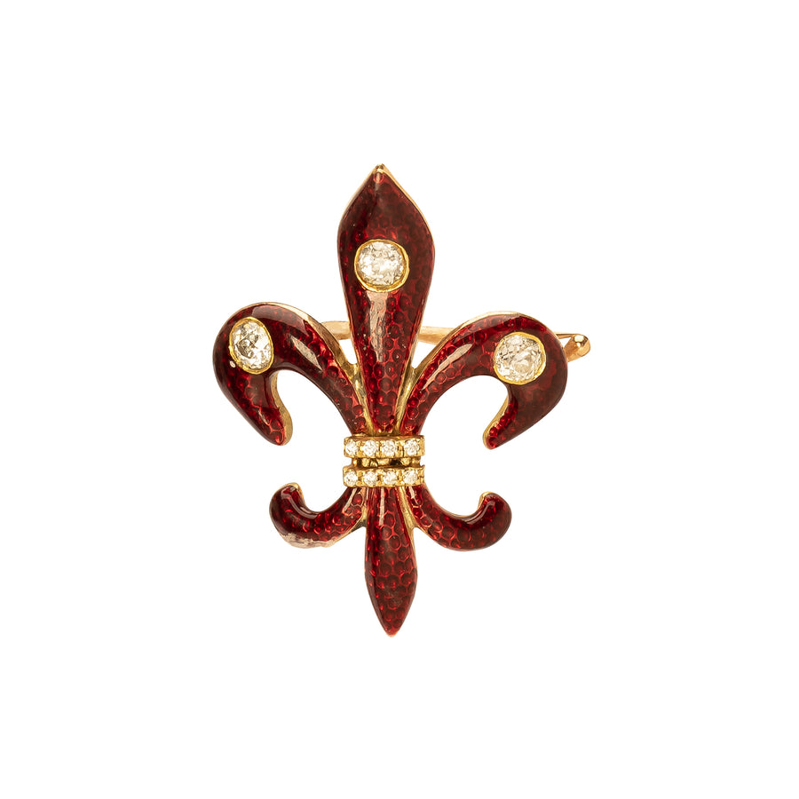 Antique & Vintage Jewelry Riker Bros Red Enamel Fleur de Lie Brooch - Charms & Pendants - Broken English Jewelry
