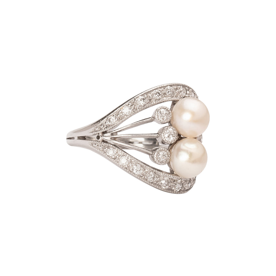 Antique & Vintage Jewelry JE Caldwell Edwardian Pearl & Diamond Ring - Rings - Broken English Jewelry