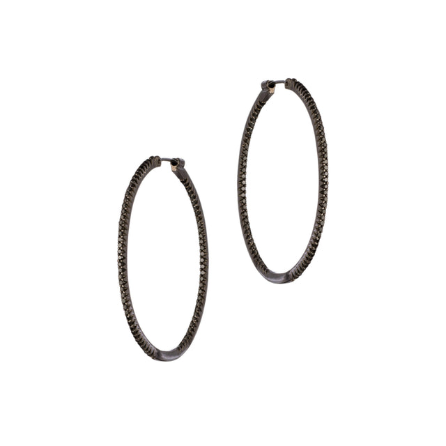 Sethi Couture Simple Elegance Hoops - Black Diamond (L) - Broken English Jewelry