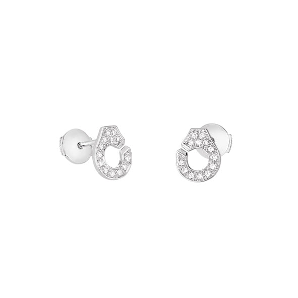 Dinh Van Menottes R7.5 White Gold Diamond Stud Earrings - Broken English Jewelry