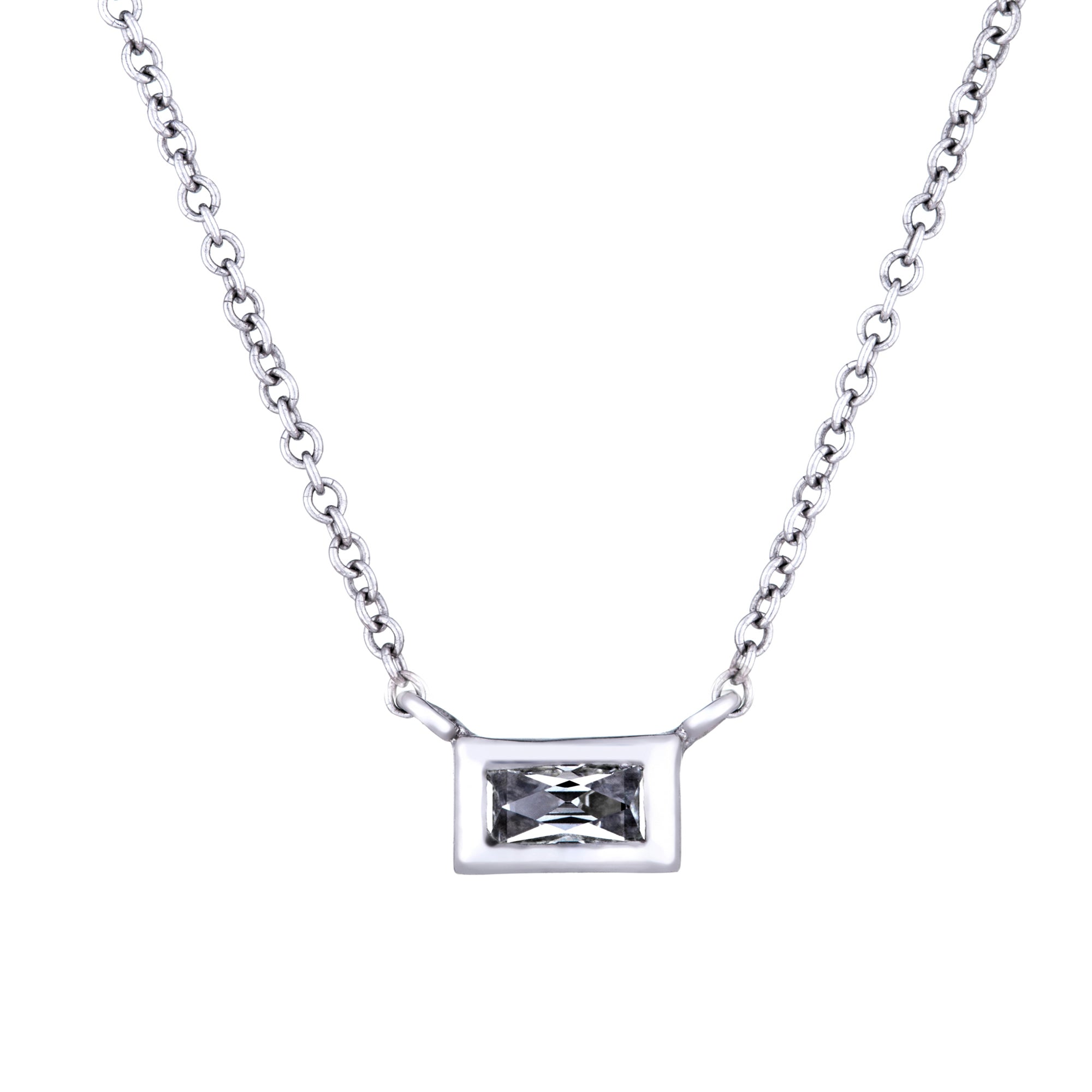 Sethi Couture Petite Baguette Necklace - White Gold - Broken English Jewelry