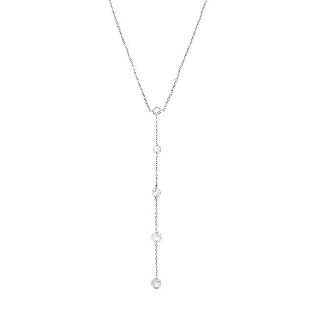 Sethi Couture Cien Five Station Lariat Necklace - White Gold - Necklaces - Broken English Jewelry