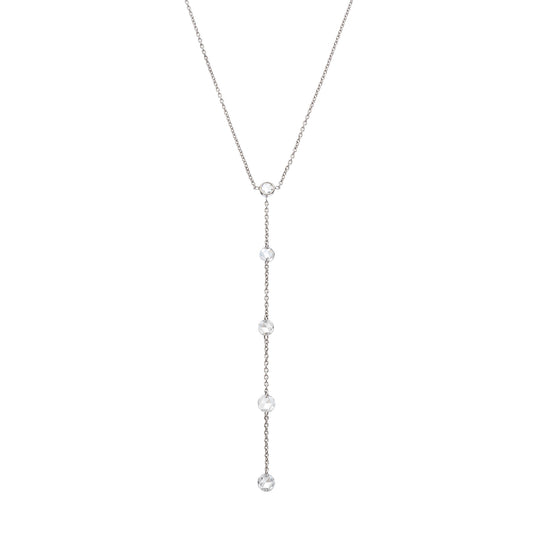 Cien Five Station Lariat Necklace - White Gold - Main Img