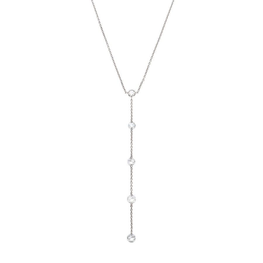 Sethi Couture Cien Five Station Lariat Necklace - White Gold - Necklaces - Broken English Jewelry