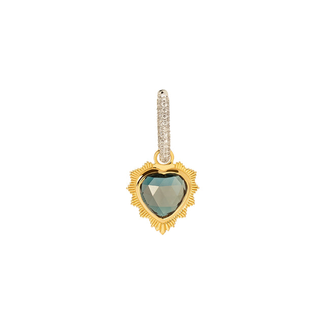 Foundrae Small Heart Chubby Hoop - London Blue Topaz - Earrings - Broken English Jewelry