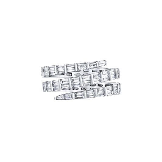 Three Row Baguette Diamond Coil Ring - Main Img