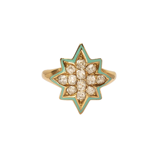 Blue Enamel Star Ring - Main Img