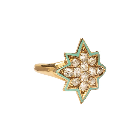 Blue Enamel Star Ring