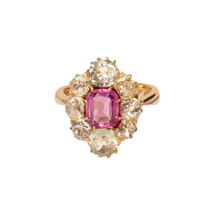 Antique & Vintage Jewelry Burma Pink Sapphire & Diamond Ring - Rings - Broken English Jewelry
