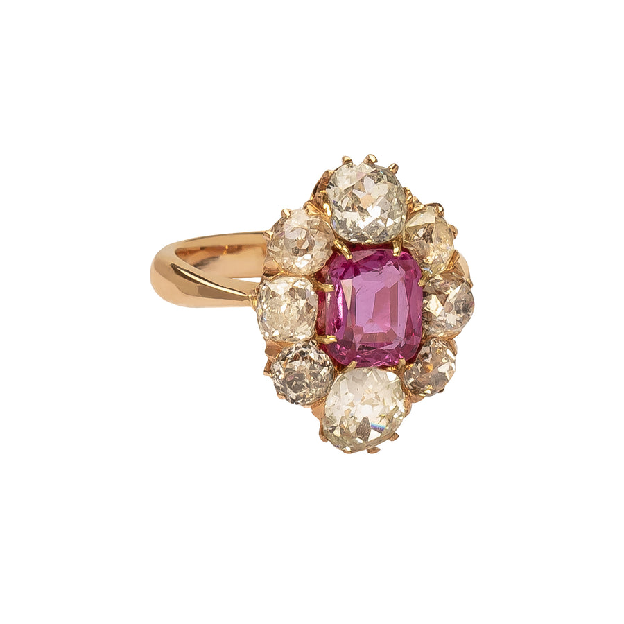 Antique & Vintage Jewelry Burma Pink Sapphire & Diamond Ring - Rings - Broken English Jewelry