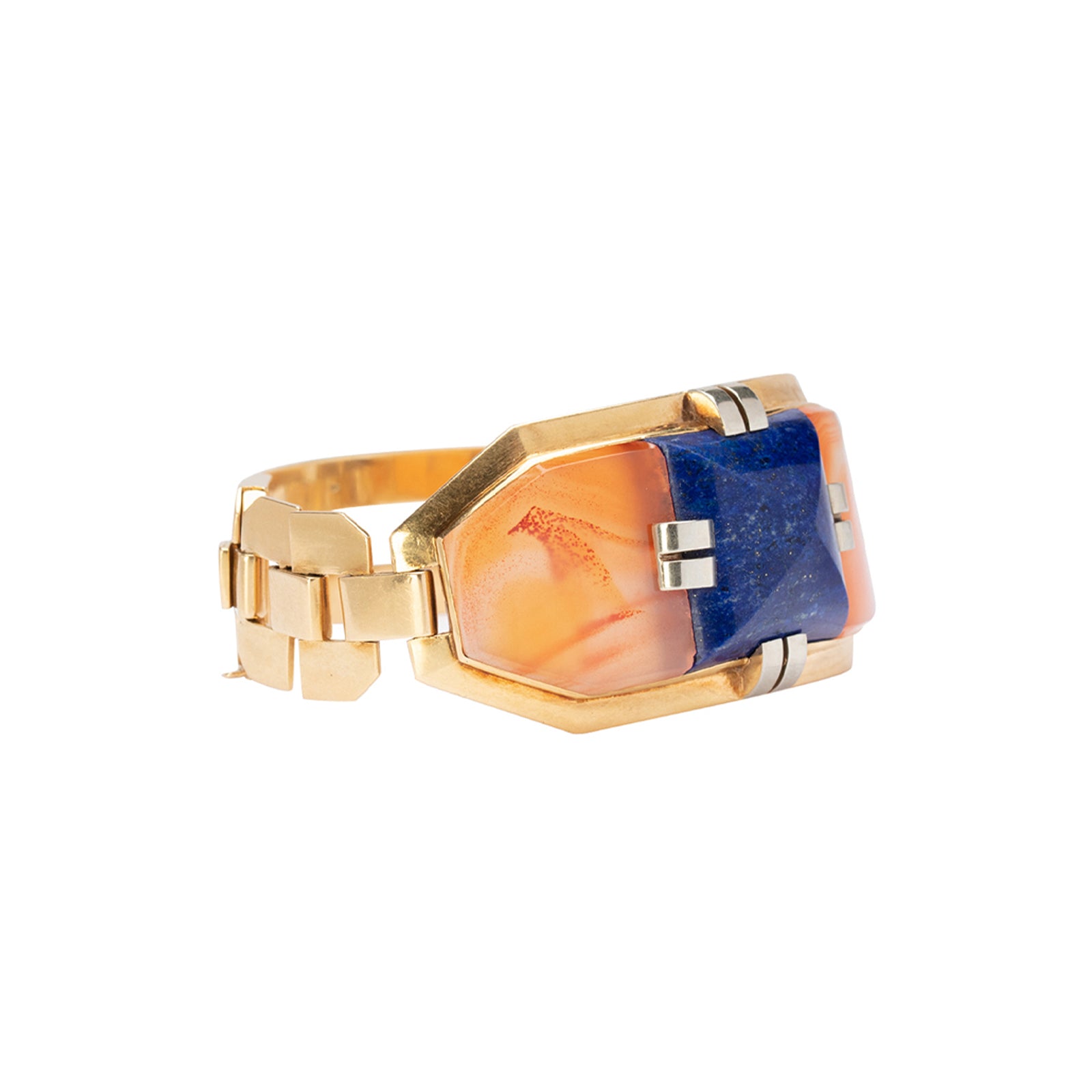 George Lenfant Carnelian Lapis ID Bracelet
