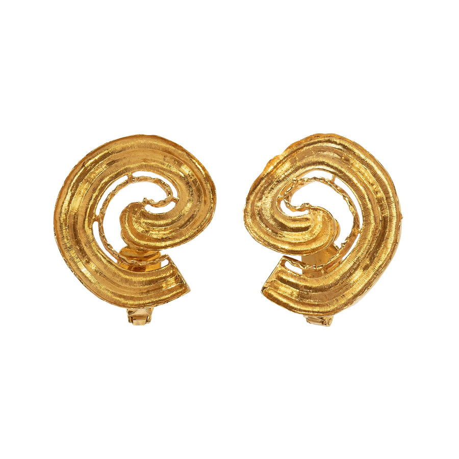 Antique & Vintage Jewelry Lalaounis Gold Swirl Earrings - Earrings - Broken English Jewelry