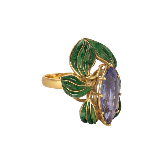 Tanzanite & Jade Ring