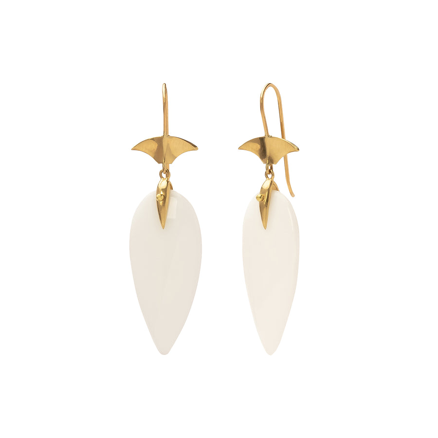 Annette Ferdinandsen Arrowhead Drop Earrings - White Agate - Earrings - Broken English Jewelry