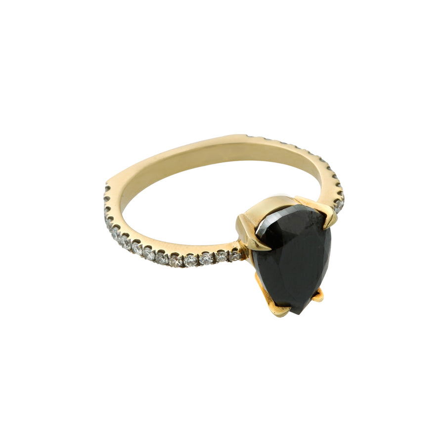 Ara Vartanian Pear-Shaped Black Diamond Ring - Broken English Jewelry