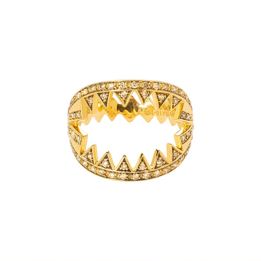 Zig Zag Brown Diamond Ring - Yellow Gold
