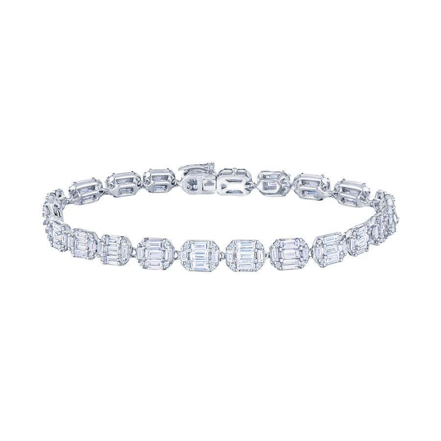 Kwiat Sunburst Emerald Cut Diamond Line Bracelet - White Gold - Broken English Jewelry