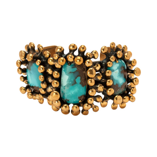 One-Of-A-Kind Bisbee Turquoise Triple Temple Cuff - Main Img