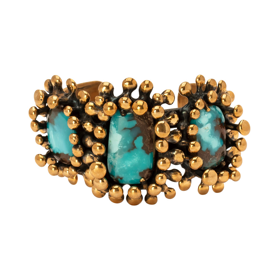 Lisa Eisner Jewelry One-of-a-Kind Bisbee Turquoise Triple Temple Cuff - Bracelets - Broken English Jewelry