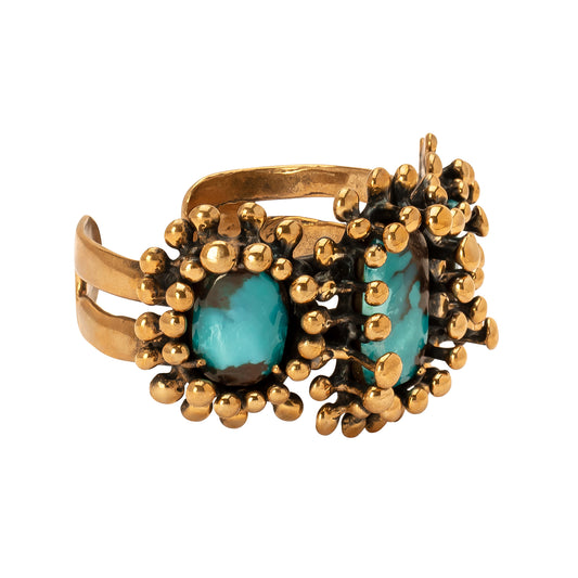 One-Of-A-Kind Bisbee Turquoise Triple Temple Cuff