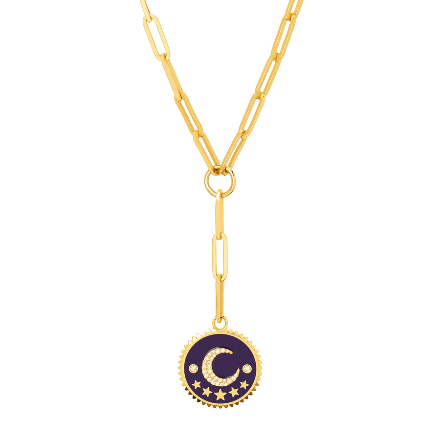 Foundrae Classic FOB Clip Chain - Blue Crescent - Necklaces - Broken English Jewelry