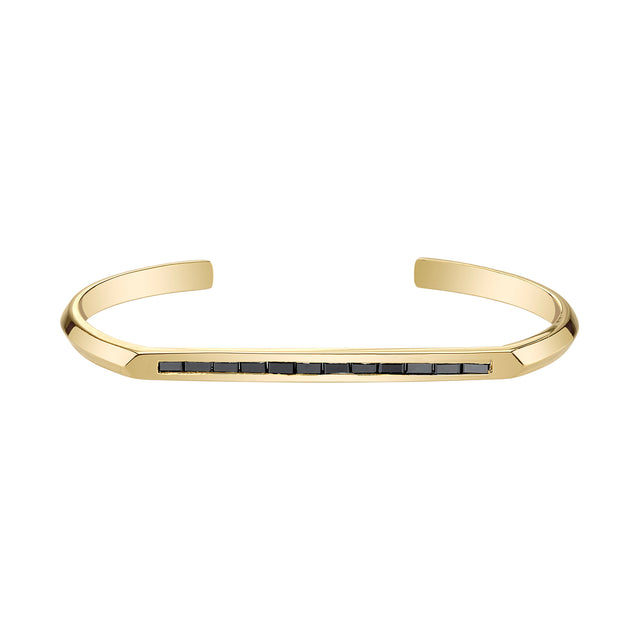 Lizzie Mandler Flat Top Baguette Black Diamond Cuff - Yellow Gold - Broken English Jewelry
