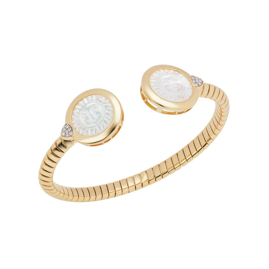 Soleil Small Double Bangle - Mother of Pearl