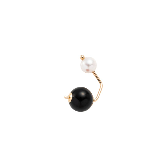 Bumble Bee Earring - Pearl & Onyx