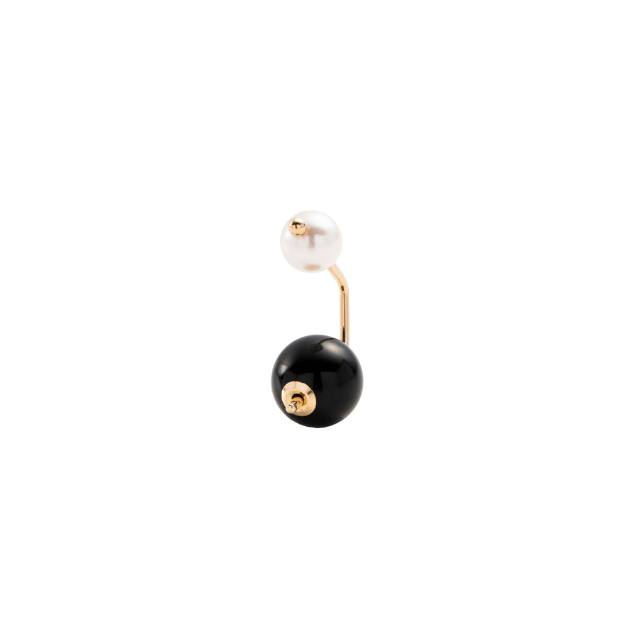 Hirotaka Bumble Bee Earring - Pearl & Onyx - Broken English Jewelry