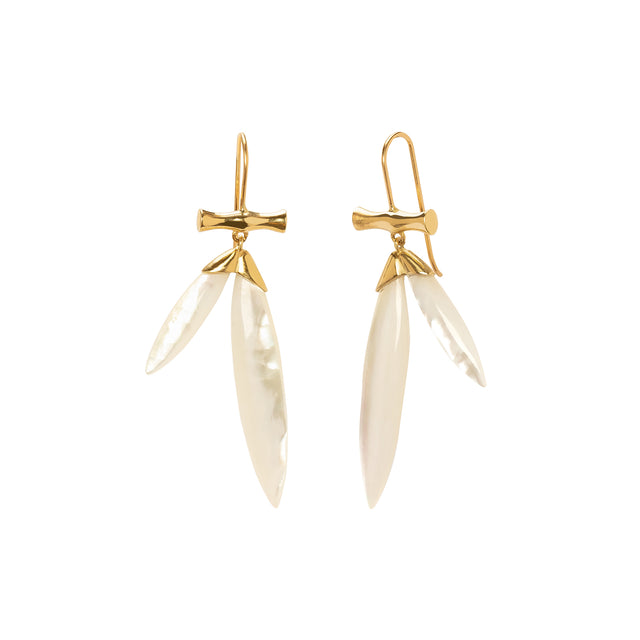 Annette Ferdinandsen Bamboo Earrings - Mother of Pearl - Earrings - Broken English Jewelry