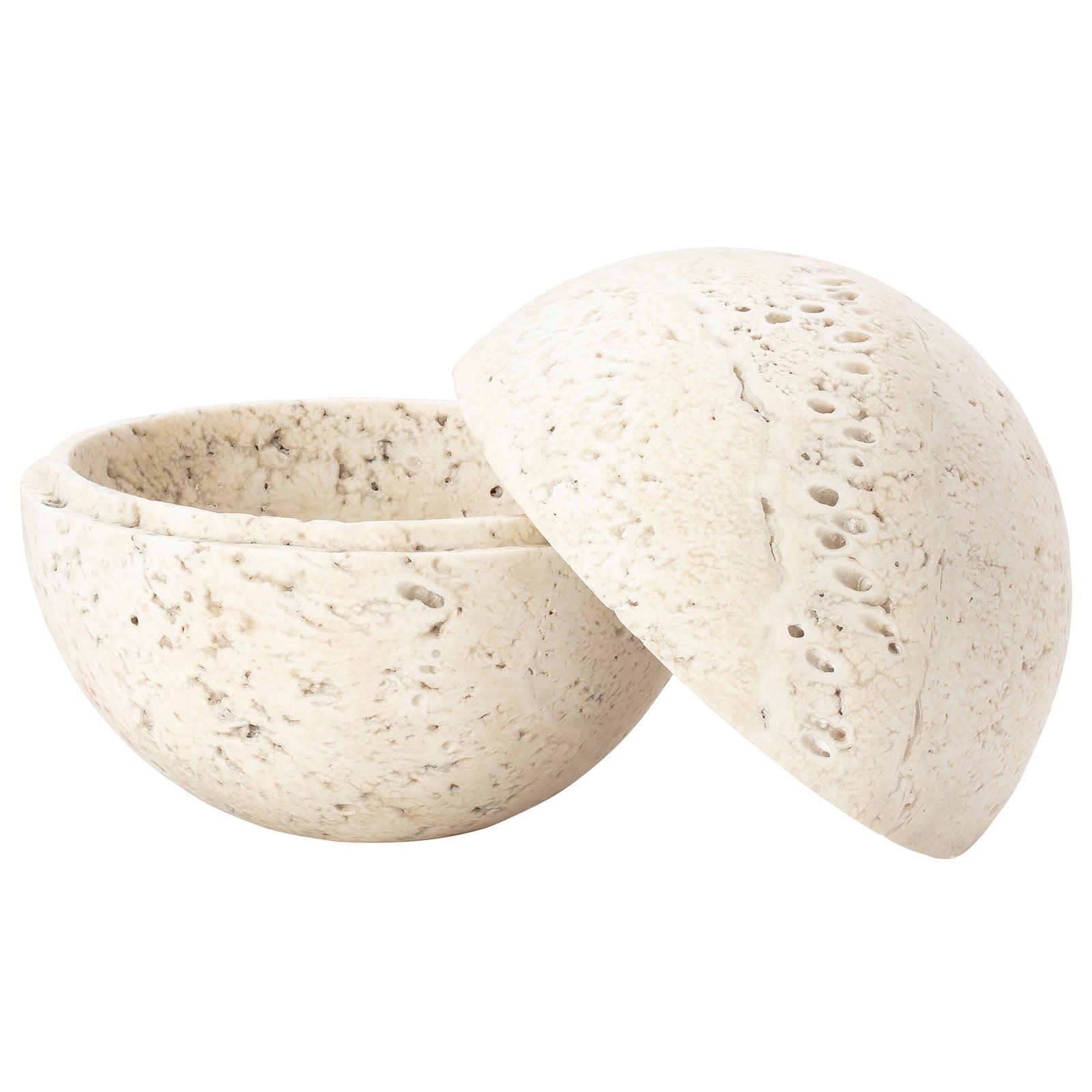 BE Home Travertine Marble Sphere Box - Large - Broken English Jewelry