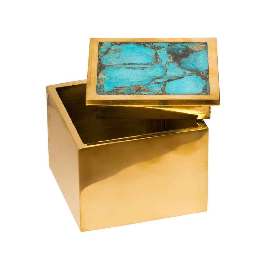 BE Home Brass & Turquoise Box - Broken English Jewelry