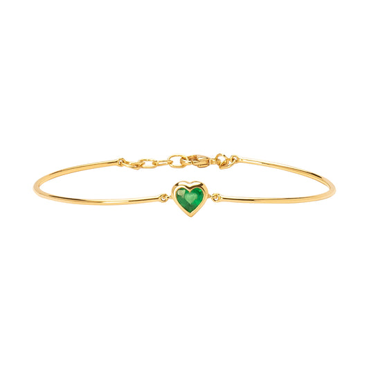 Heart Bangle - Emerald - Main Img