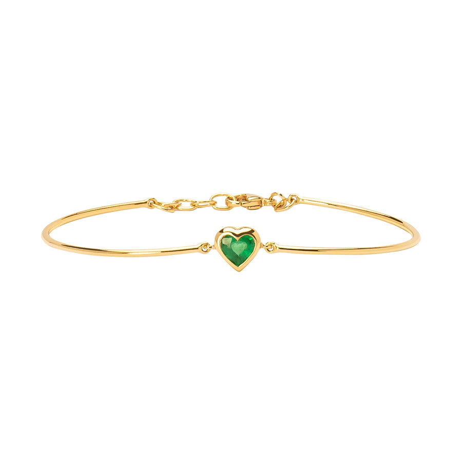 YI Collection Heart Bangle - Emerald - Bracelets - Broken English Jewelry