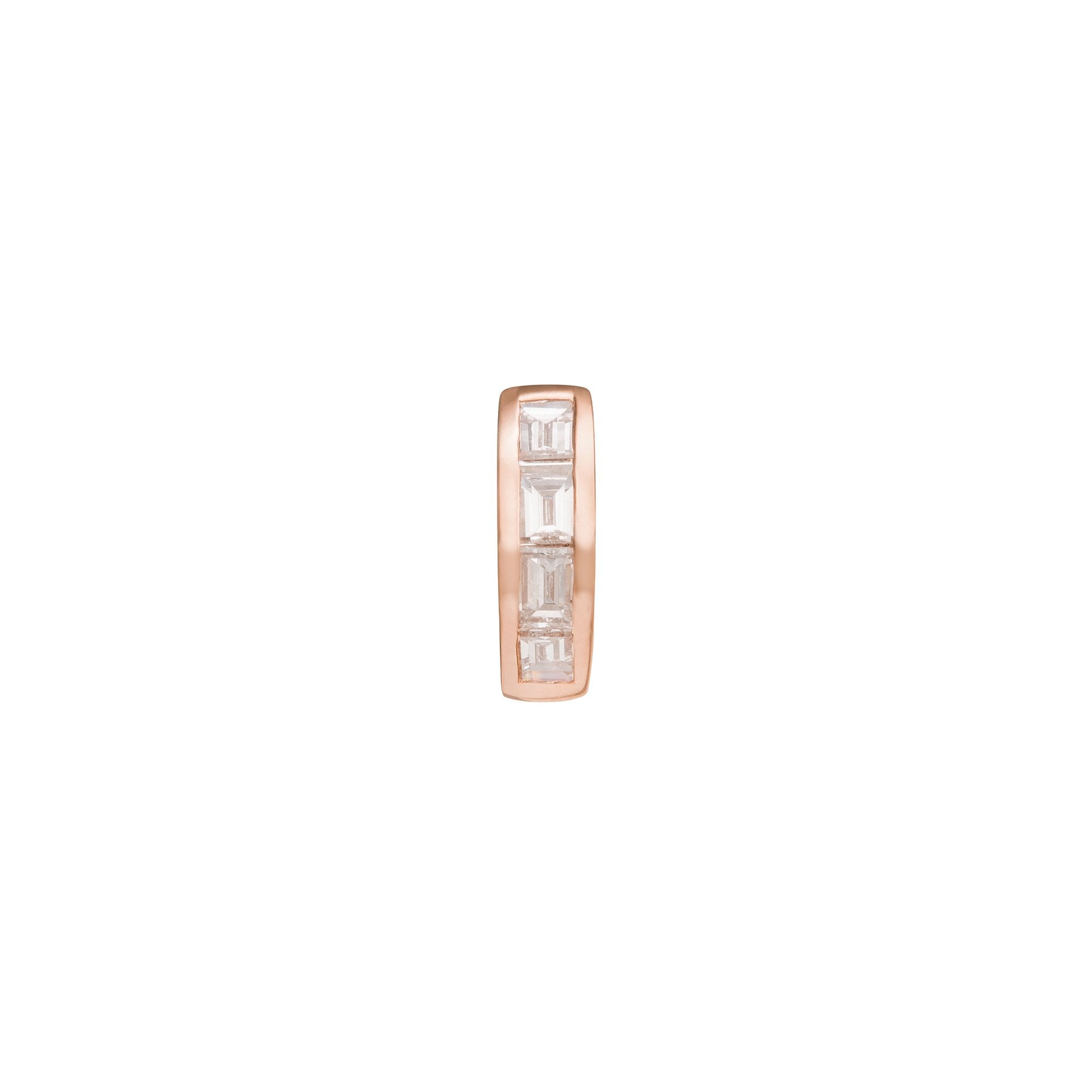 Trouver Half Baguette Huggie 5mm - Rose Gold - Earrings - Broken English Jewelry