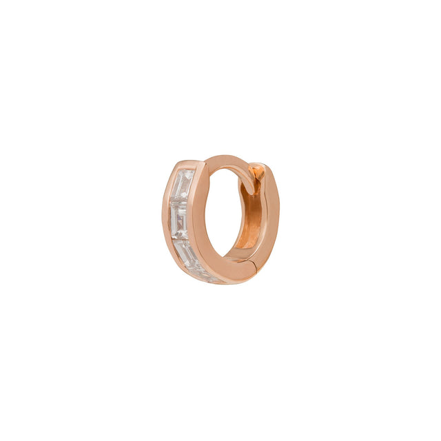 Trouver Half Baguette Huggie 5mm - Rose Gold - Earrings - Broken English Jewelry