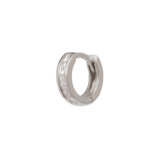 Half Baguette Huggie 6.5mm - White Gold - Main Img