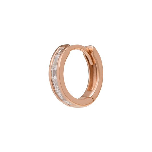 Half Baguette Huggie 8mm - Rose Gold - Main Img